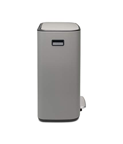 Brabantia Bo Cubo de Basura con Pedal, Acero, Gris Hormigón Mineral, 2x30L