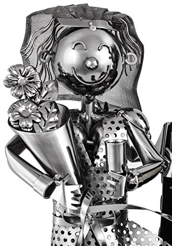 Brubaker – Soporte para botellas de cava o champán – Boda Par Escultura de metal con tarjeta de regalo