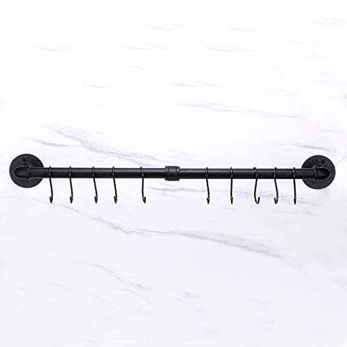BTSKY - Estante industrial de 80 cm con 10 ganchos para utensilios de cocina de pared, organizador de utensilios de cocina, tapa de utensilios de cocina, soporte para toallas