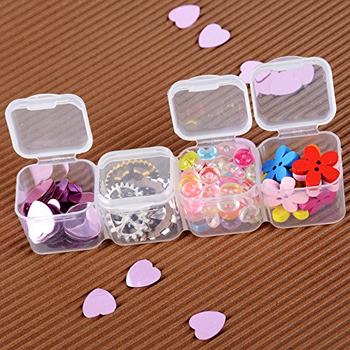 BUONDAC 4pcs Cajas de Almacenamiento de Plástico Transparente con 112 Compartimentos Organizador Piezas Pequeñas Pastillas Pintura Bordado Diamantes Cuentas Granos Accesorios Arte de Uñas