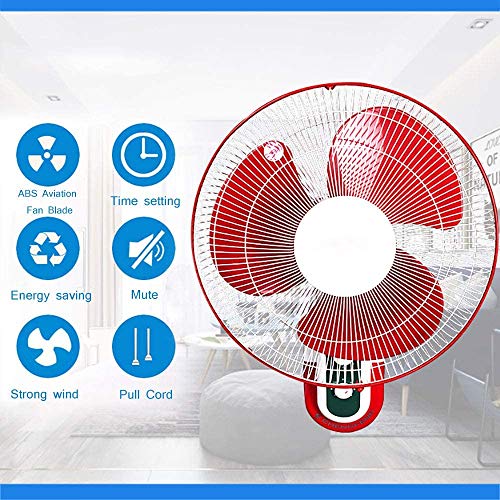 Byakns Muro de Negocios con Ventilador con Cable de tracción, Potente Flujo de Aire, inclinación Ajustable de refrigeración Pared Fan con 3 Velocidad/Tiempo de Ajuste / 90 ° Oscilación/for el hoga