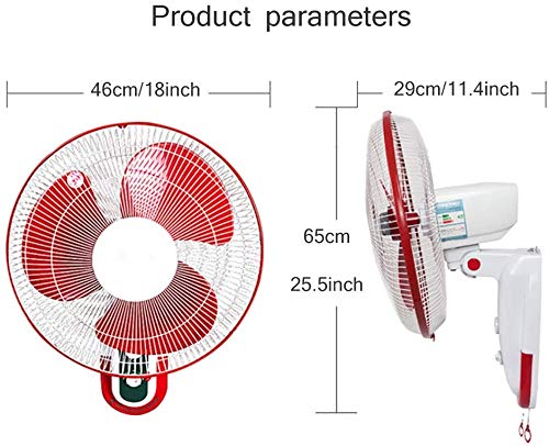 Byakns Muro de Negocios con Ventilador con Cable de tracción, Potente Flujo de Aire, inclinación Ajustable de refrigeración Pared Fan con 3 Velocidad/Tiempo de Ajuste / 90 ° Oscilación/for el hoga
