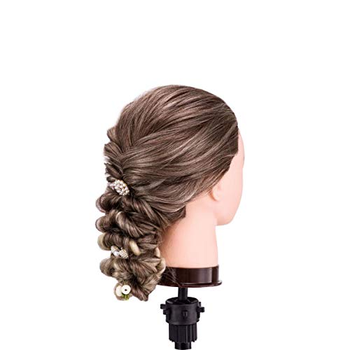 Cabeza maniquí, DanseeMeibr 66cm cabeza peluqueria Practicas Formación de la Cosmetología para trenza 100% de cabello sintéticas, cabeza de muñeca con Soporte de Mesa + Accesorios de Peinado C