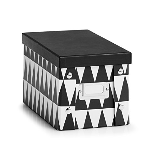 Caja de cartón con diseño de triángulo., negro/blanco, ca. 16,5 x 28 x 15 cm
