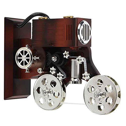 Caja de música Antigua Caja de Almacenamiento de joyería de proyector de película de la Vendimia Caja de Almacenamiento de joyería con Espejo de Maquillaje Adorno de Escritorio