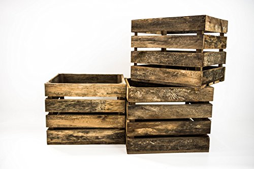 Caja Grande Almacenamiento Envejecida Sam, Madera, Envejecido, Marrón, 50x40x30cm. Incluye Imán Personalizable de Regalo.