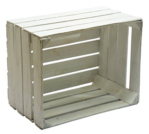 Caja madera blanca decapada  vintage, ideal para decoración,escaparates. Medida 50x30x25 1,5 grosor