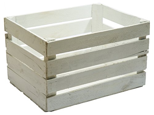 Caja madera blanca decapada  vintage, ideal para decoración,escaparates. Medida 50x30x25 1,5 grosor