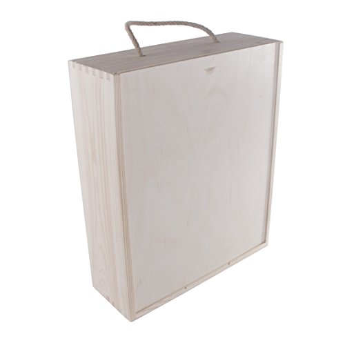 Caja Madera para 3 botellas de vino con tapa deslizante y asa