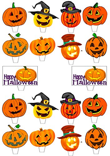 Calabaza. – Halloween comestible cupcake toppers – Pie oblea decoraciones para tartas, Pack of 36
