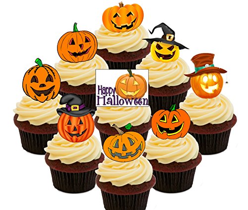 Calabaza. – Halloween comestible cupcake toppers – Pie oblea decoraciones para tartas, Pack of 36