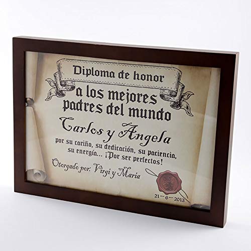 Calledelregalo Diplomas pergamino Personalizados para Todos los destinatarios (A los Mejores Padres) con Marco