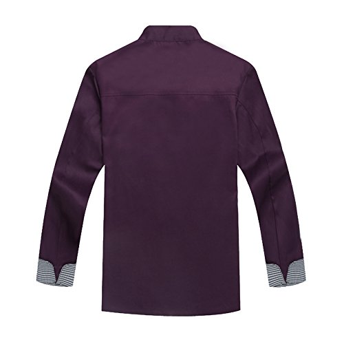 Camisa de Cocinero Cocina Uniforme Manga Larga Morado