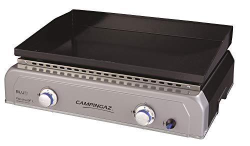 Campingaz Plancha de Gas L con Blue Flame, 2 Quemadores de Acero Aluminizado, 6 kW de Potencia con Tecnología Blue Flame, Plancha de Mesa Portátil, Plancha Grande Antiadherente