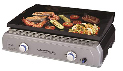 Campingaz Plancha de Gas L con Blue Flame, 2 Quemadores de Acero Aluminizado, 6 kW de Potencia con Tecnología Blue Flame, Plancha de Mesa Portátil, Plancha Grande Antiadherente