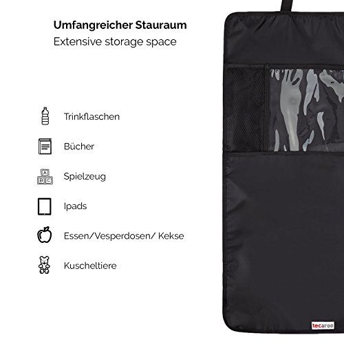 CARTECO Set Doble Organizador de Asiento Trasero en Negro, Bolsa para Asiento Trasero, protección de Asiento Trasero