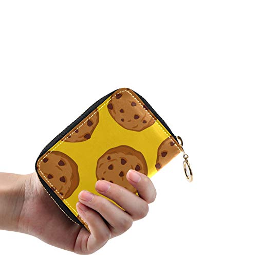 Cartera de Tarjeta con Cremallera Linda y Deliciosa Comida Postre Galletas Cartera Tarjetas de crédito Cuero de PU Cremallera Alrededor Tamaño Compacto Tarjeta de Transporte Cartera para Mujeres Seño