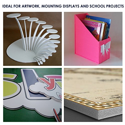 Carton Pluma (Foam Board) 750 x 500 x 5mm - 12 Unidades - Tablero Blanco de Espuma - Hoja de Gomaespuma Ligero para Artesanía, Enmarcar, Arte, Exposiciones, Presentaciones y Proyectos del Colegio