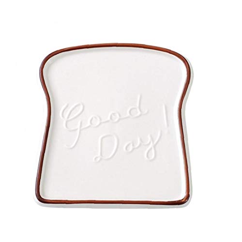 Case&Cover 1pc De Cerámica Creativa Snack-Desayuno Bandeja De Pan Placa Postre Placas En Relieve La Tostada En Forma De Patrón Vajilla