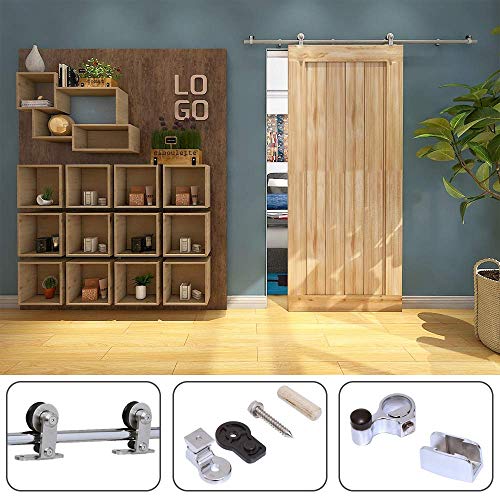CCJH 183CM/6FT Herraje para Puerta Corredera Acero Inoxidable Kit de Accesorios, Guia Riel Puertas Correderas, Forma T