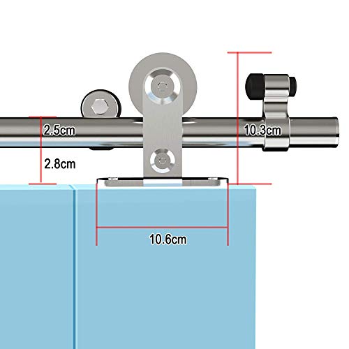 CCJH 183CM/6FT Herraje para Puerta Corredera Acero Inoxidable Kit de Accesorios, Guia Riel Puertas Correderas, Forma T