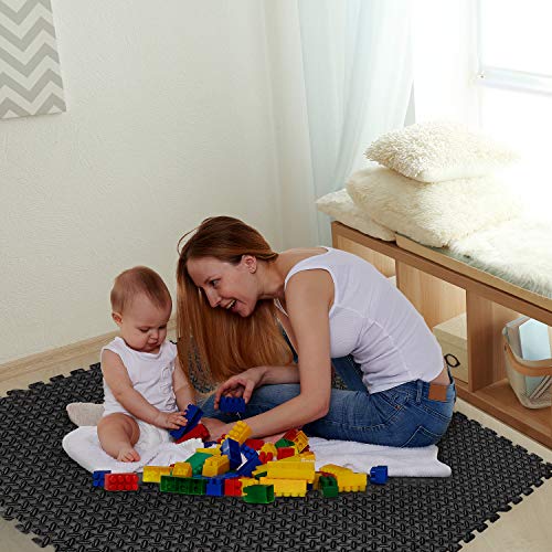 CCLIFE Esterilla Puzzle de Fitness 60x60x1cm 30x30x1cm Suelo de Gimnasio de Goma Espuma EVA, Color:Negro 16pcs