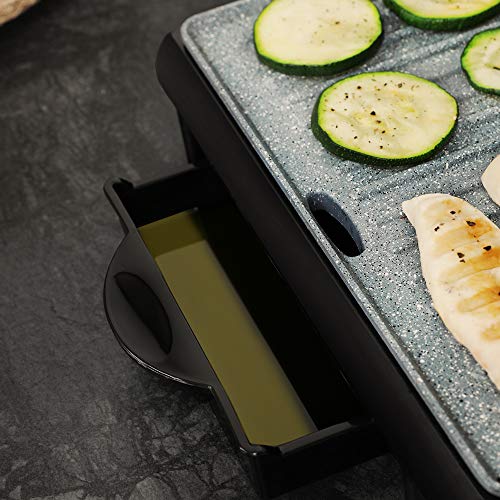 Cecotec Parrilla eléctrica Rock’nGrill 1500 Rapid. Revestimiento de piedra RockStone, placa superior adaptable en altura, bandeja recogegrasas,1500W de potencia, revestimiento ecológico
