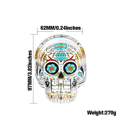 Cenicero de cigarrillos Azúcar artesanal Calavera de vidrio Cenicero Titular de ceniza de tres cigarrillos 62MM Cenicero de cristal