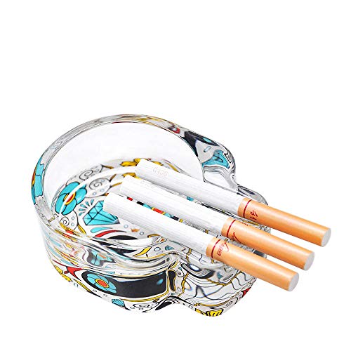 Cenicero de cigarrillos Azúcar artesanal Calavera de vidrio Cenicero Titular de ceniza de tres cigarrillos 62MM Cenicero de cristal