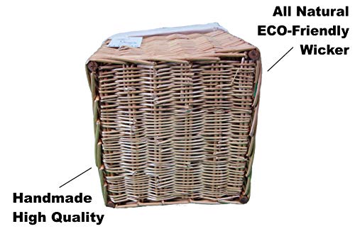 Cestas de mimbre cuadradas. Forro extraíble lavable. Estante decorativo solución de almacenamiento. Tamaño grande y pequeño, esquinas, ropa, juguetes, zapatos. Naturel 27 Litros