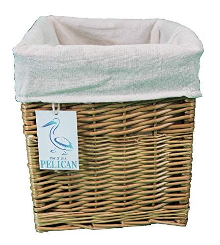 Cestas de mimbre cuadradas. Forro extraíble lavable. Estante decorativo solución de almacenamiento. Tamaño grande y pequeño, esquinas, ropa, juguetes, zapatos. Naturel 27 Litros