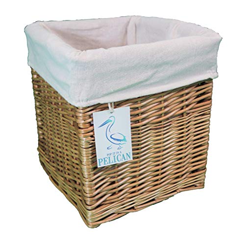 Cestas de mimbre cuadradas. Forro extraíble lavable. Estante decorativo solución de almacenamiento. Tamaño grande y pequeño, esquinas, ropa, juguetes, zapatos. Naturel 27 Litros