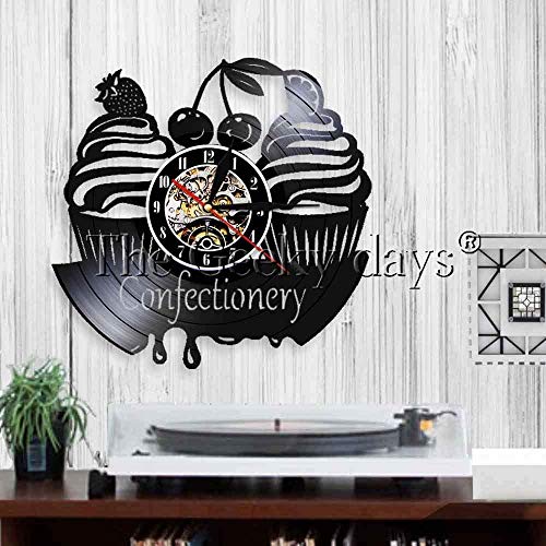 CHANGWW Candy Contemporary Wall Light Festival Candy Design Reloj Panadería Decoración de Pared Reloj de Vinilo Creativo Regalo 12 Inch-No Led