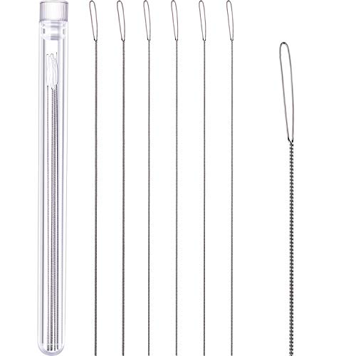 Chuangdi 6 Piezas de Agujas de Abalorios Bordado Plegable de Ojo Grande de Acero Inoxidable Agujas de Costura, Tamaños Variados (Estilo A)