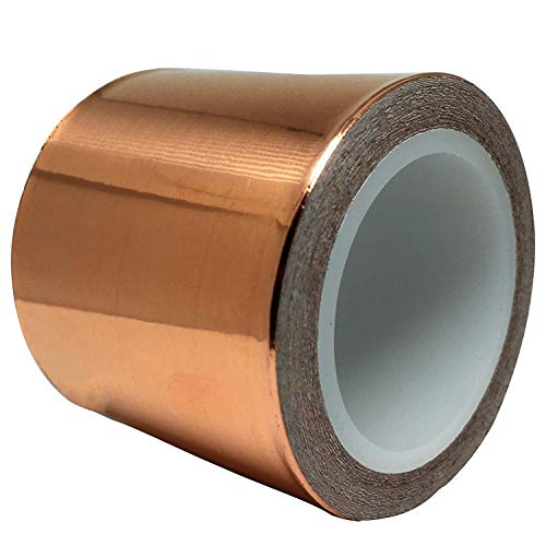 Cinta Conductora Adhesiva de Cobre (51mm x 5.5m) - Para Guitarras y Blindaje Electromagnético, Repelente de Babosas, Manualidades, Reparaciones Eléctricas - Adhesivo Conductor - Papel Más Grueso