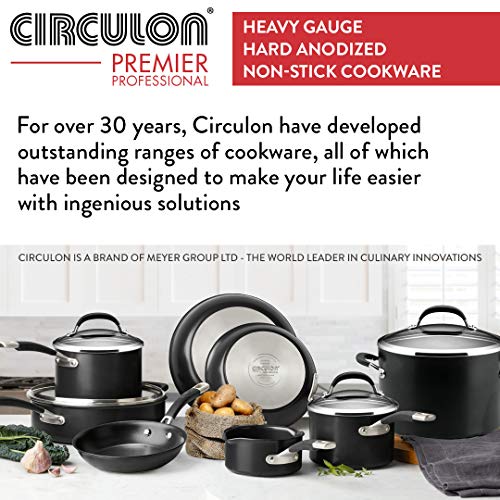 Circulon Premier-Cacerola Profesional sin complicaciones (16 cm, Antiadherente, Tapa de Cristal, Aluminio anodizado Duro, Apto para inducción, Horno y lavavajillas, Negro