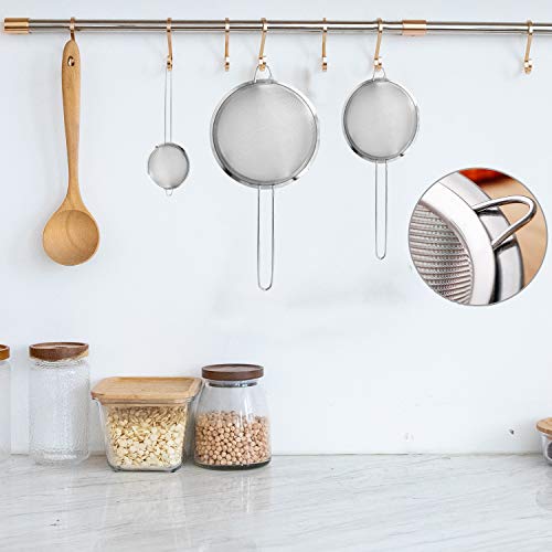 CJCX 3 Piezas Malla Fina Coladores Acero Inoxidable con Manija para Alimentos, Fideos y Vegetales, Medidas 8cm, 12cm, 18cm