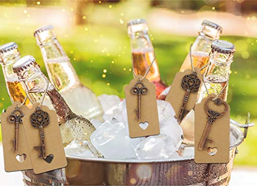Clave Abrebotellas Varios Style Vintage Skeleton Claves con Etiquetas de Tarjeta para Obsequios de Bodas Cumpleaños y Fiestas 25 Pcs