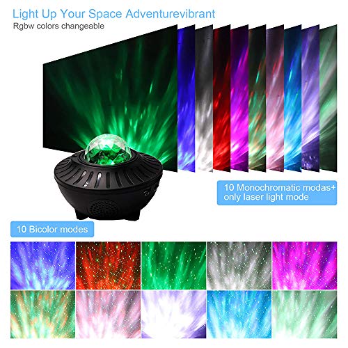 Cofemy Star Projector Night Light, 2 en 1 LED Starry Night Light Lamp y Bluetooth Voice Control Music Speaker, 21 colores con control remoto para niños Adultos Decoración de la habitación