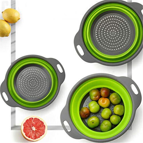 Colador plegable de silicona colador de cocina Cesta de colador de frutas y verduras, b, M