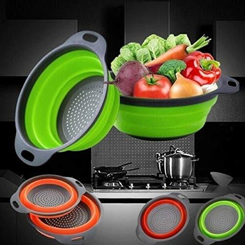 Colador plegable de silicona colador de cocina Cesta de colador de frutas y verduras, b, M