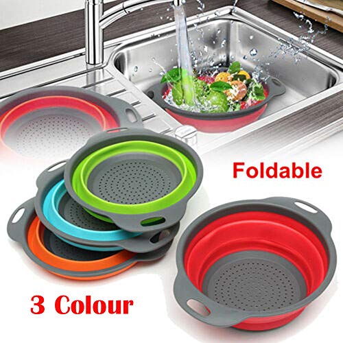 Colador plegable de silicona colador de cocina Cesta de colador de frutas y verduras, b, M