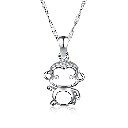 Collar de plata de ley con colgante de monito para mujer de Uniqueen