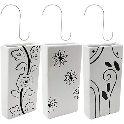 com-four® 3X Humidificador Radiador de Cerámica - Evaporador para Humidificar el Aire - Evaporador de Agua con Ganchos Forma S - Motivos Diferentes (003 Piezas - Set1)