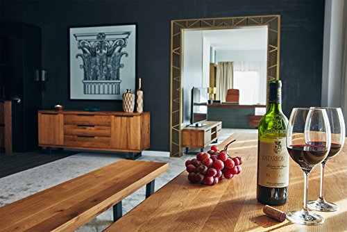 COMIFORT Aparador de Madera Maciza - Mueble para Salón Moderno, Estilo Minimalista, Cómoda de Almacenaje con Cajonera de 2 Puertas y 3 Cajones, Color Roble Ahumado