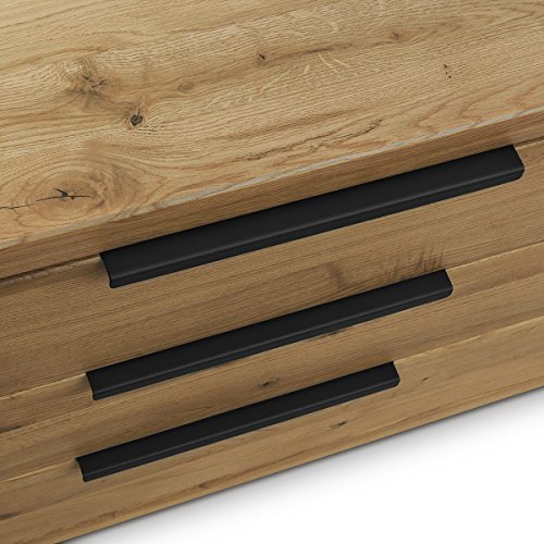COMIFORT Aparador de Madera Maciza - Mueble para Salón Moderno, Estilo Minimalista, Cómoda de Almacenaje con Cajonera de 2 Puertas y 3 Cajones, Color Roble Ahumado