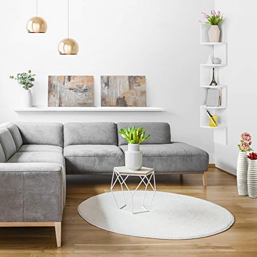 COMIFORT Estantería Rinconera - Librería de Pared para Esquina de Estilo Nórdico, Moderna y Minimalista, con 5 Baldas Robusta y Resistente, de Color Blanco