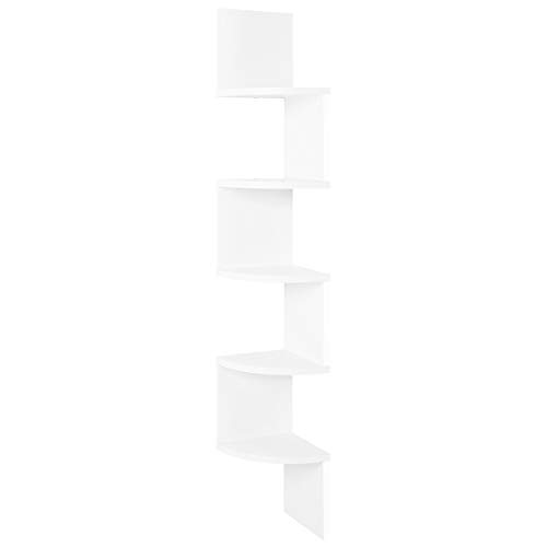COMIFORT Estantería Rinconera - Librería de Pared para Esquina de Estilo Nórdico, Moderna y Minimalista, con 5 Baldas Robusta y Resistente, de Color Blanco