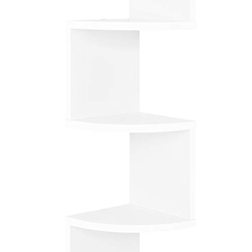 COMIFORT Estantería Rinconera - Librería de Pared para Esquina de Estilo Nórdico, Moderna y Minimalista, con 5 Baldas Robusta y Resistente, de Color Blanco