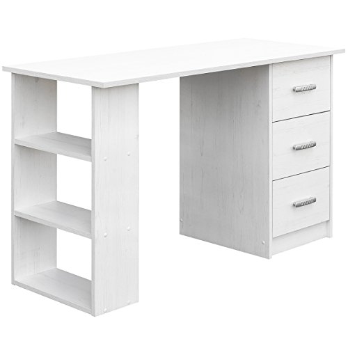 COMIFORT Mesa de Trabajo – Escritorio Robusto y Espacioso, Estilo Moderno y Minimalista, con Gran Capacidad de Almacenaje, 3 Baldas y 3 Cajones, Color Nordic